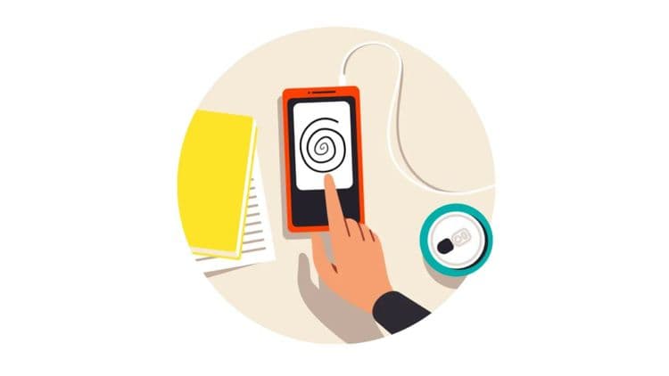 A screenshot of a spiral drawing activity.